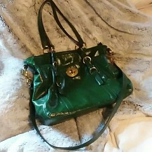 Green patent leather Coach purse